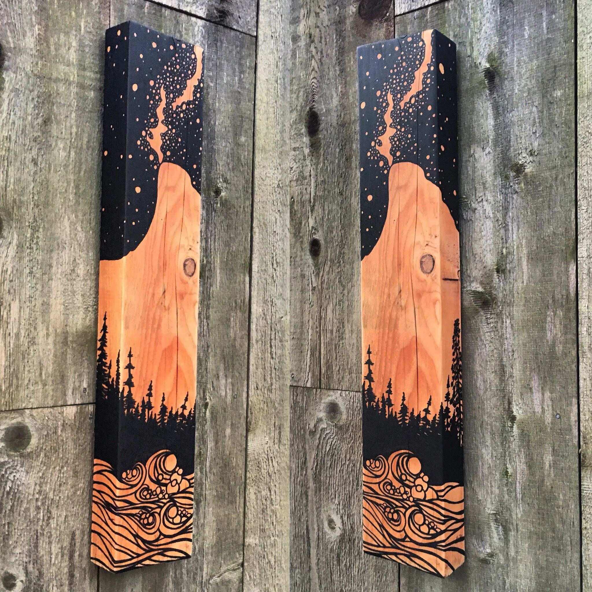 Wy'east and the Milky Way on salvaged timber