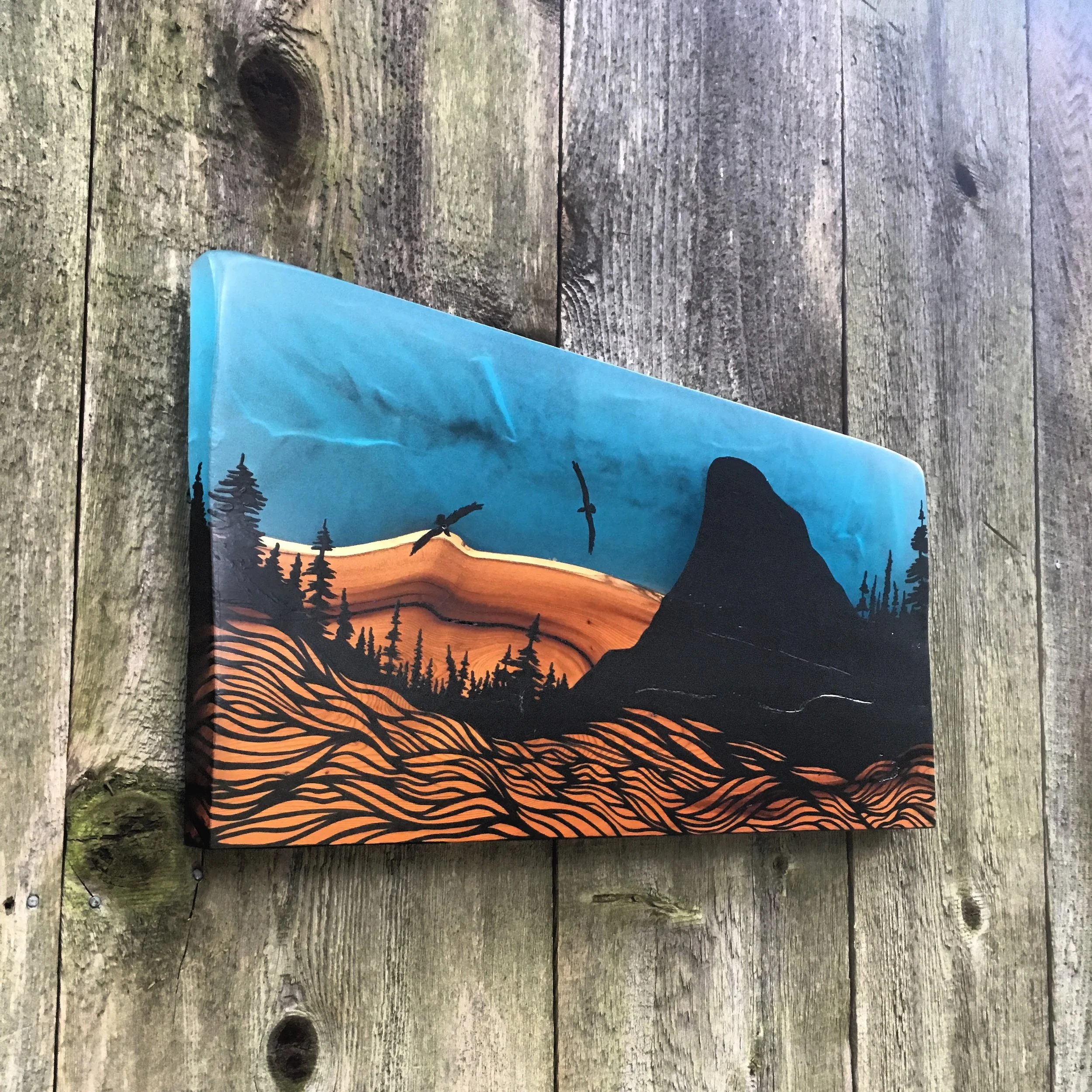 Wy'east on Ecopoxy Resin and Reclaimed Mystery Wood