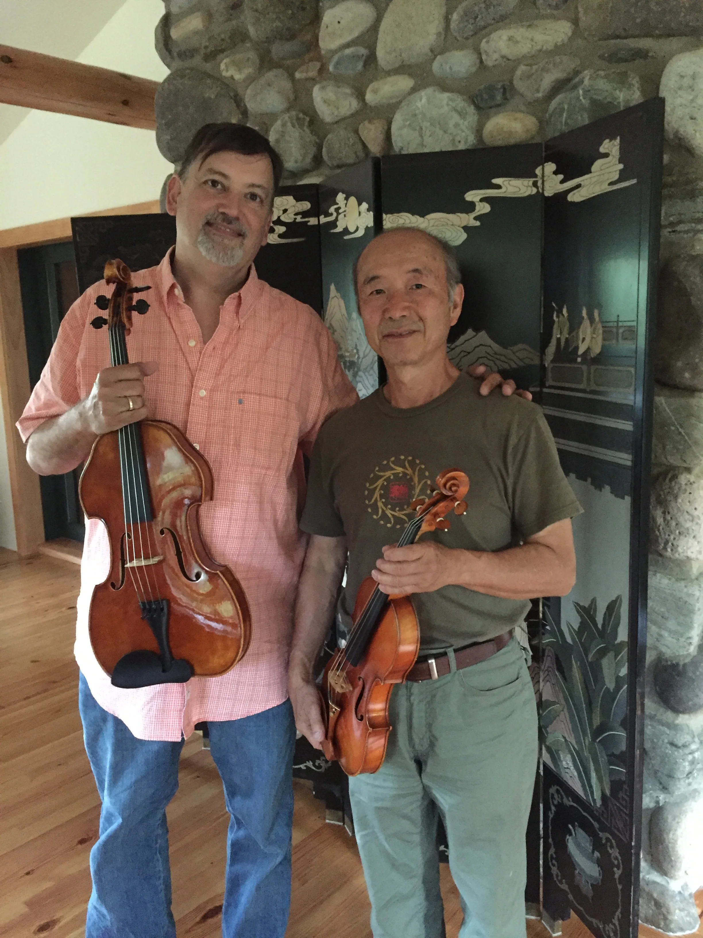 With Hiroshi Iizuka, maker of my violin and viola in Media, PA.