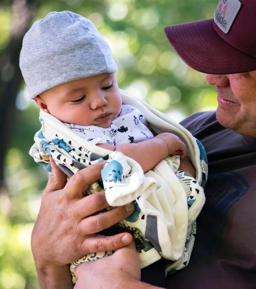 My father with my son.