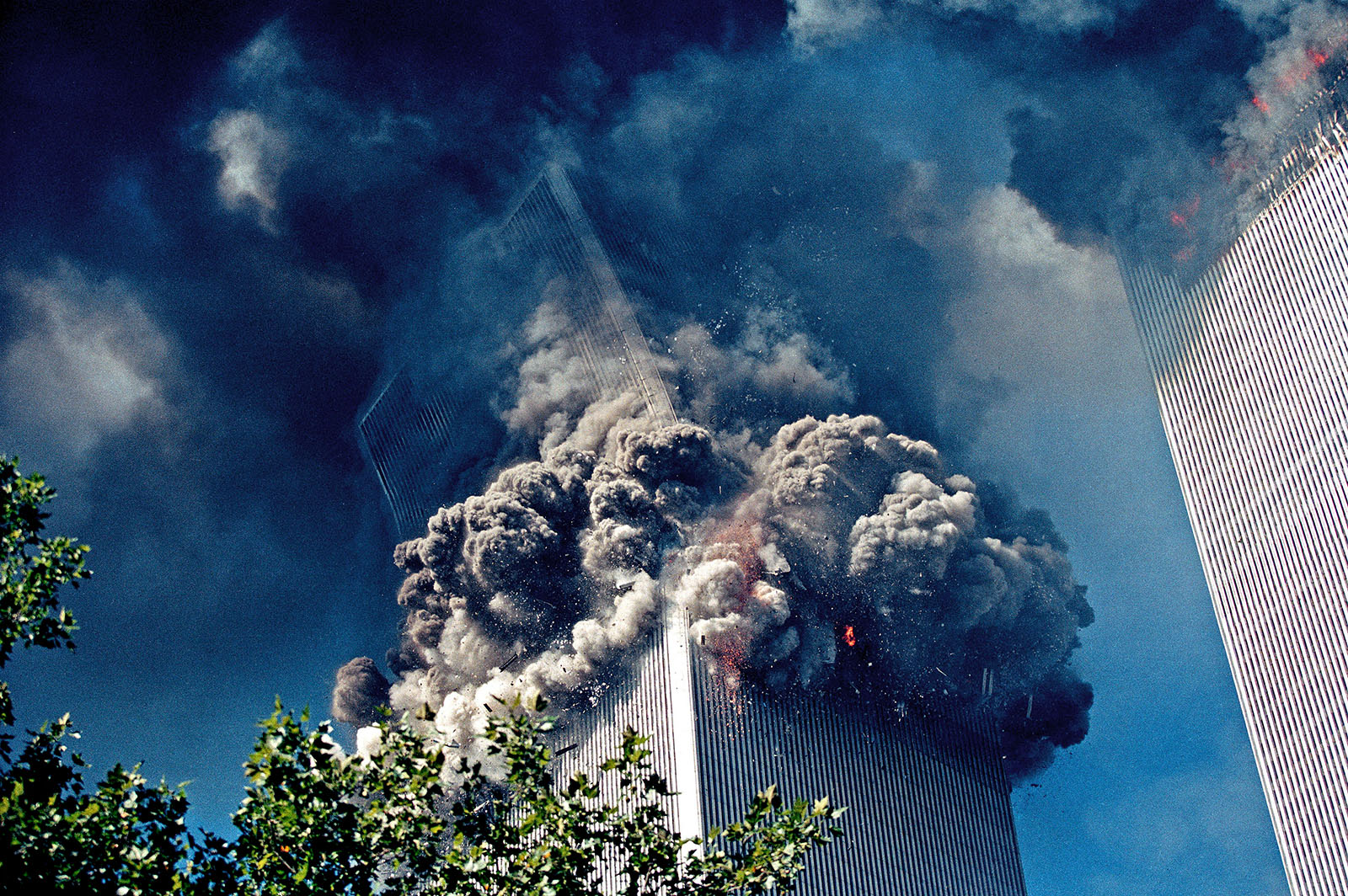 New York City, 09:59 AM, September 11, 2001. The south World Trade Center collapses.
