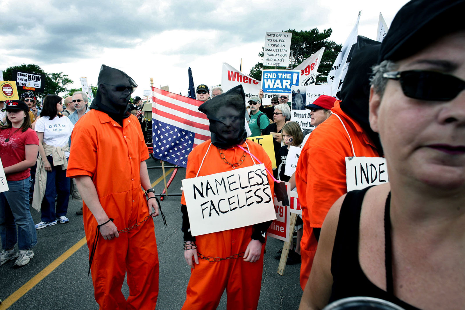 Kennebunkport, Maine. June 2007: Protesters nearby the Bush family's compound.