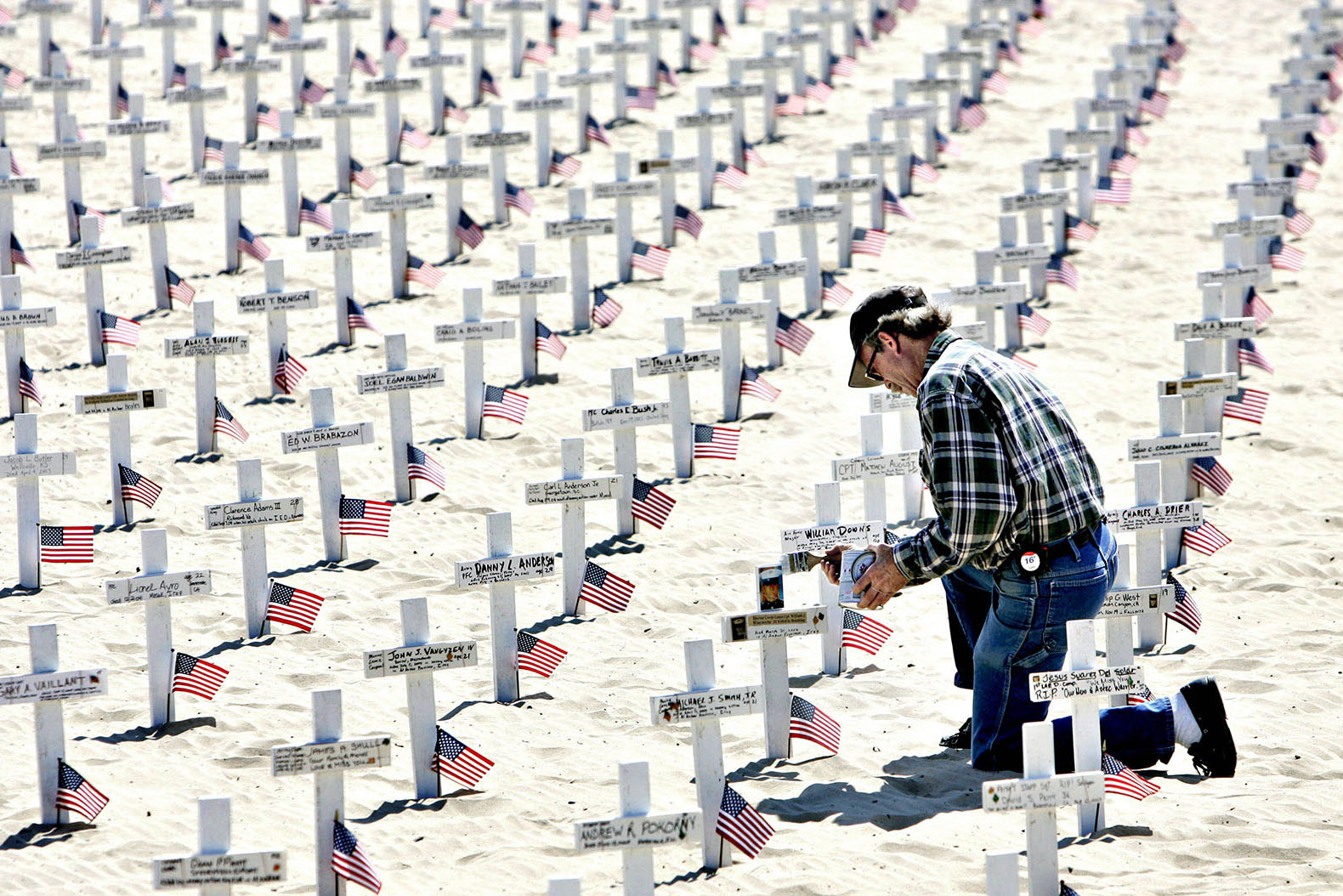 A war protest in Santa Barbara: A cross for every American soldiers that has died in Iraq and Afghanistan.