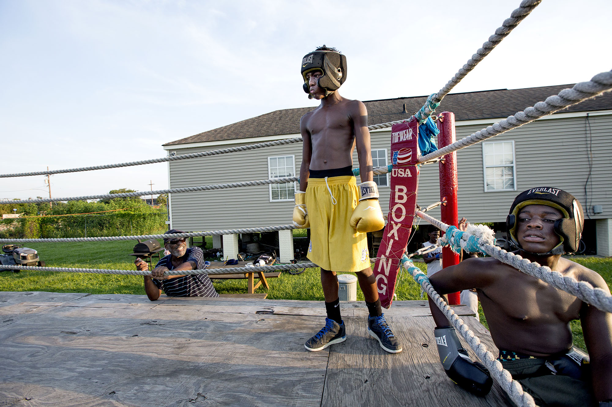 Harry Sims is running a boxing club in his backyard to "keep the kids out of trouble".