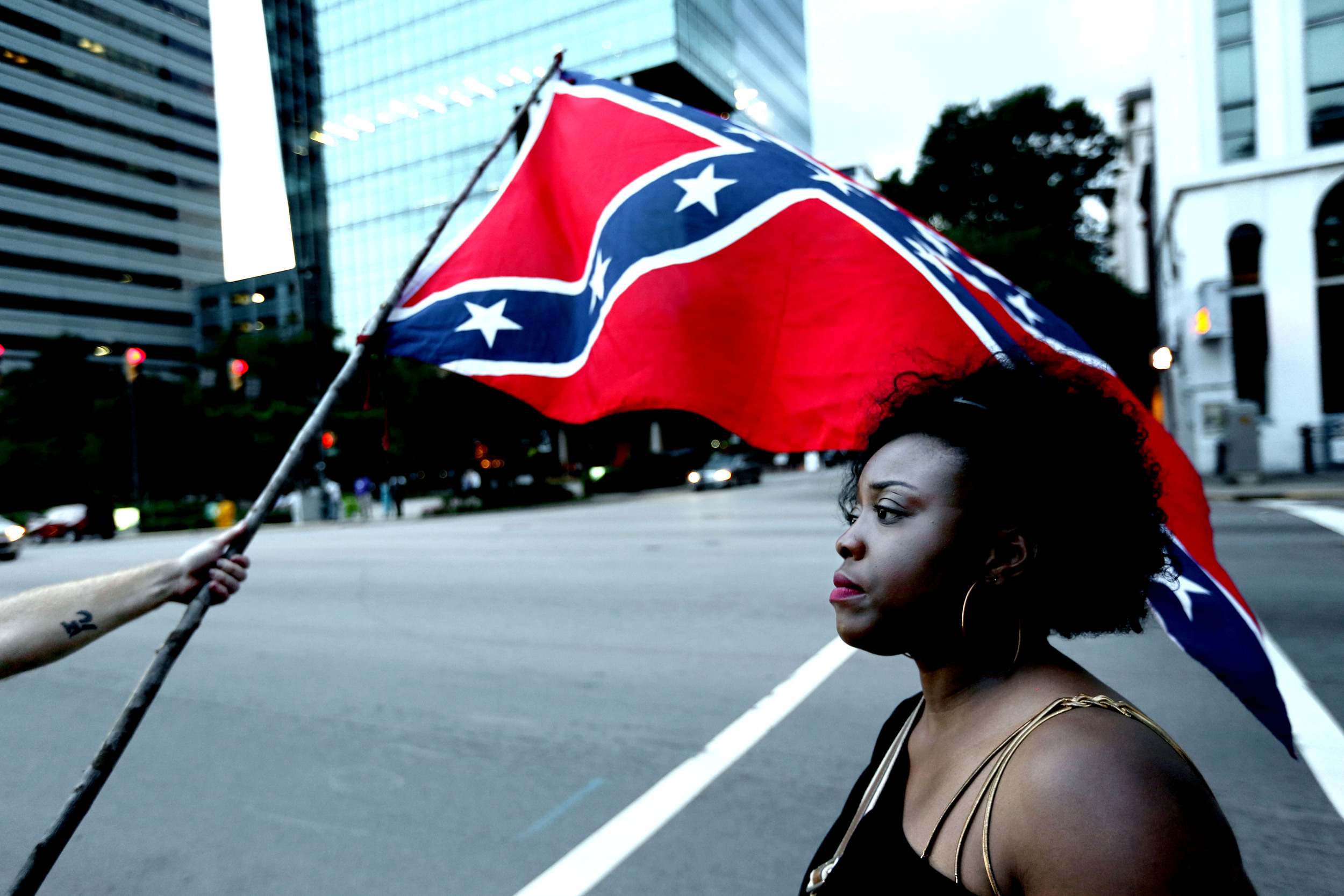  Columbia, SC July 2015 - Protesters for and against keeping the Confederate flag by the Statehouse.