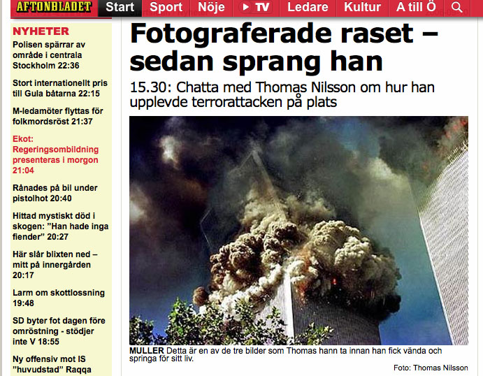 September 2006: Interview and chat with Aftonbladet's readers about September 11, 2001. Read article here . Read chat here .