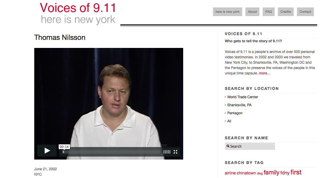 June 2002: Thomas tells how it was to cover the terror attacks in New York on September 11, 2001 at Voices of 9.11 (In English).