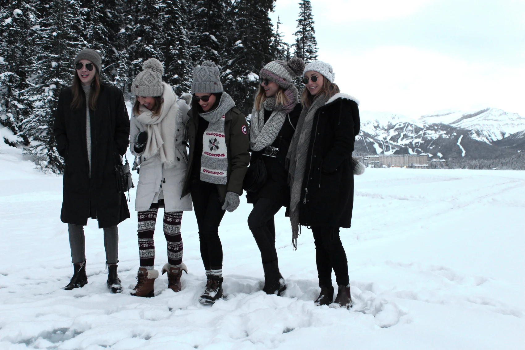 IN GOOD COMPANY. With Brittany from Thrifts and Threads , Stephanie from SS Life & Style , Michelle from Take Aim , Jill from The August Diaries . *Thank you Roots decking me out in warm winter accessories. Click for hat and scarf .