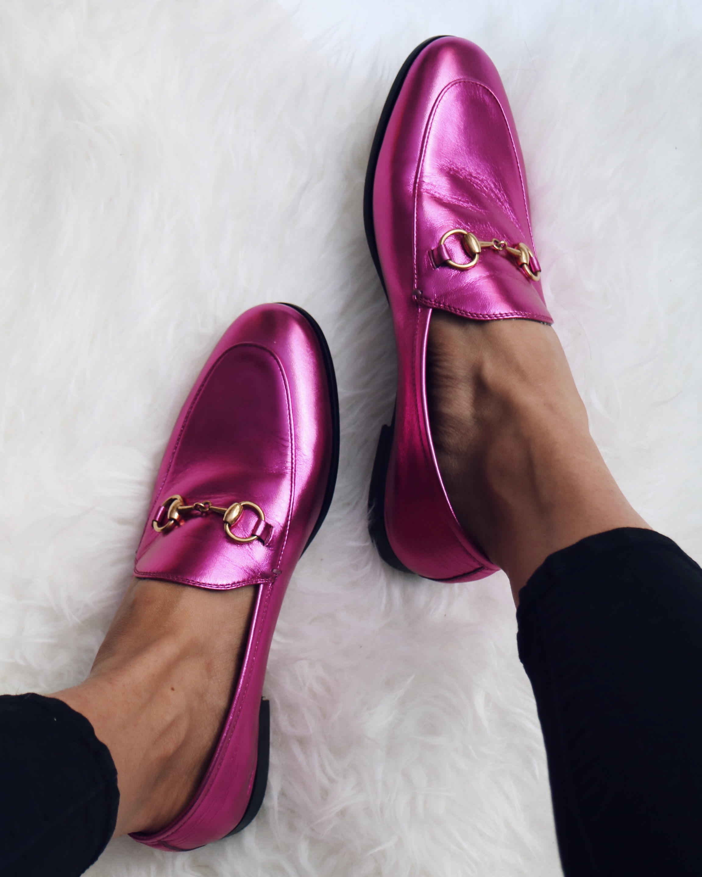 pink loafers gucci