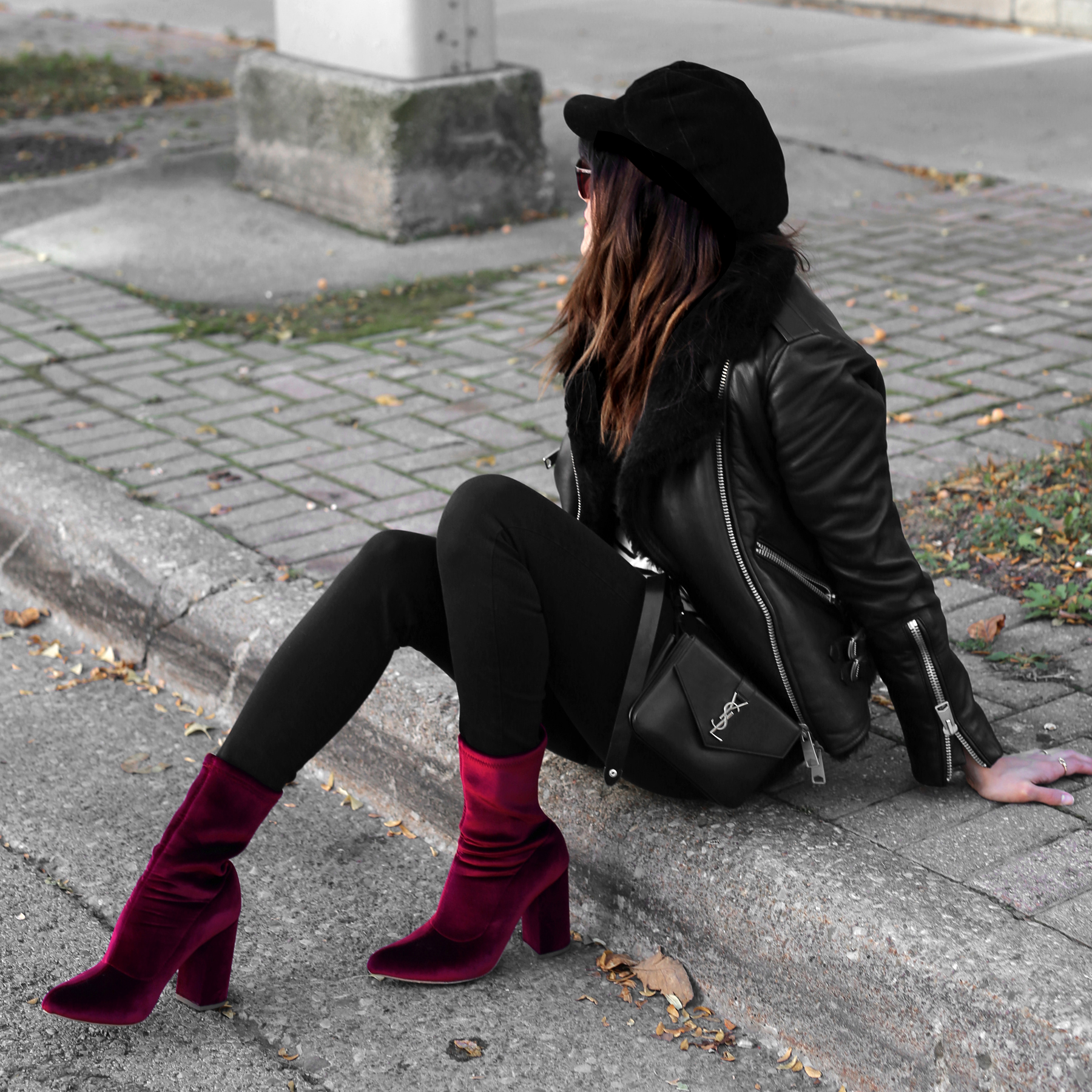 red velvet boots outfit