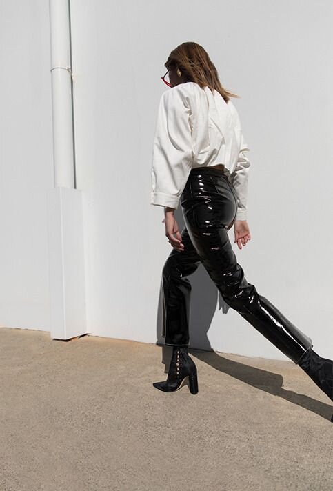 Fashion Women Shiny Faux Leather Pants High Waist Stretchy Black Leggings |  Wish