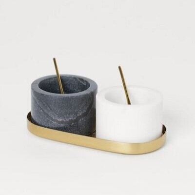 Marble S&amp;P Bowls with Gold Tray, H&amp;M Home $29.99