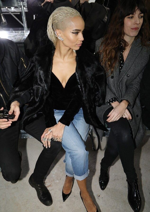 Zoe Kravitz and Eva Herzigova at Saint Laurent for Paris Fashion Week.jpeg