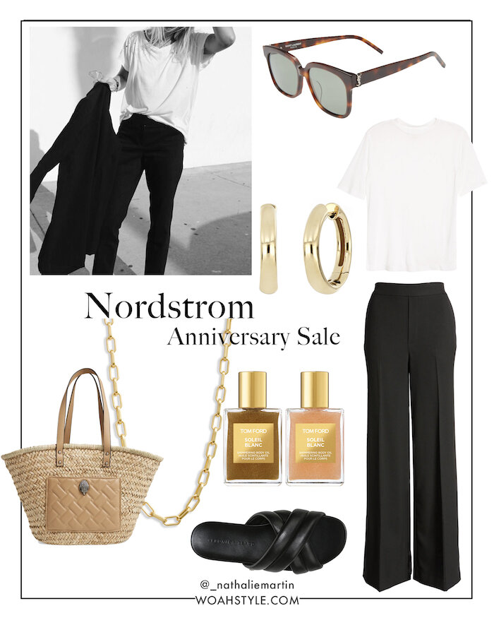 chic black and white summer outfit, straw bag, woahstyle.com by nathalie martin.jpg