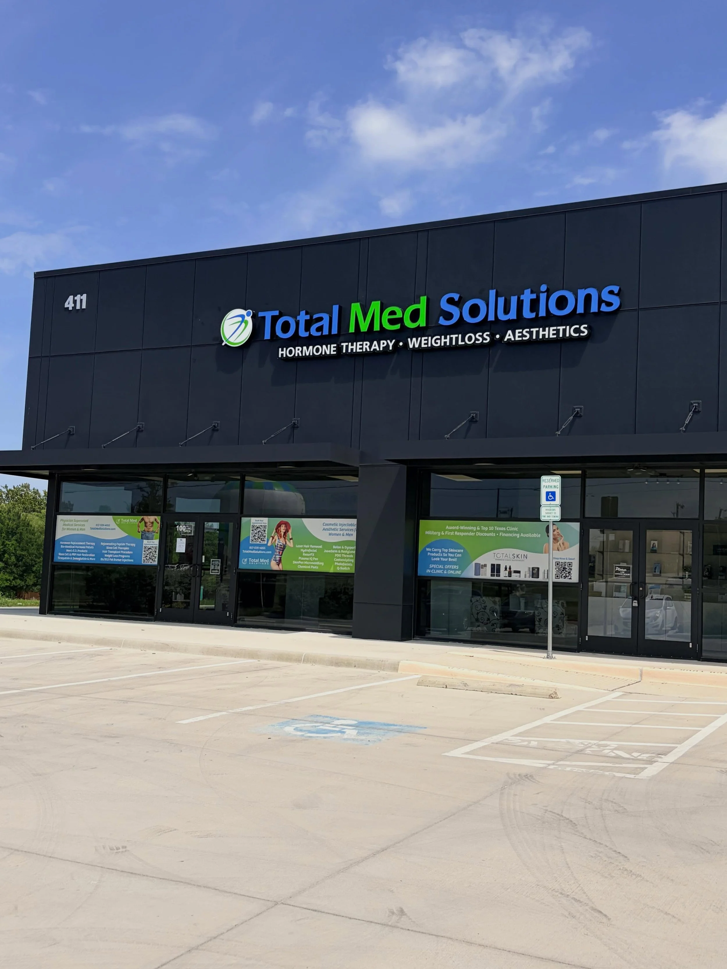 @totalmedsolutions new Fort Worth location is now open! Window sign design by @tenfoldcreativeco