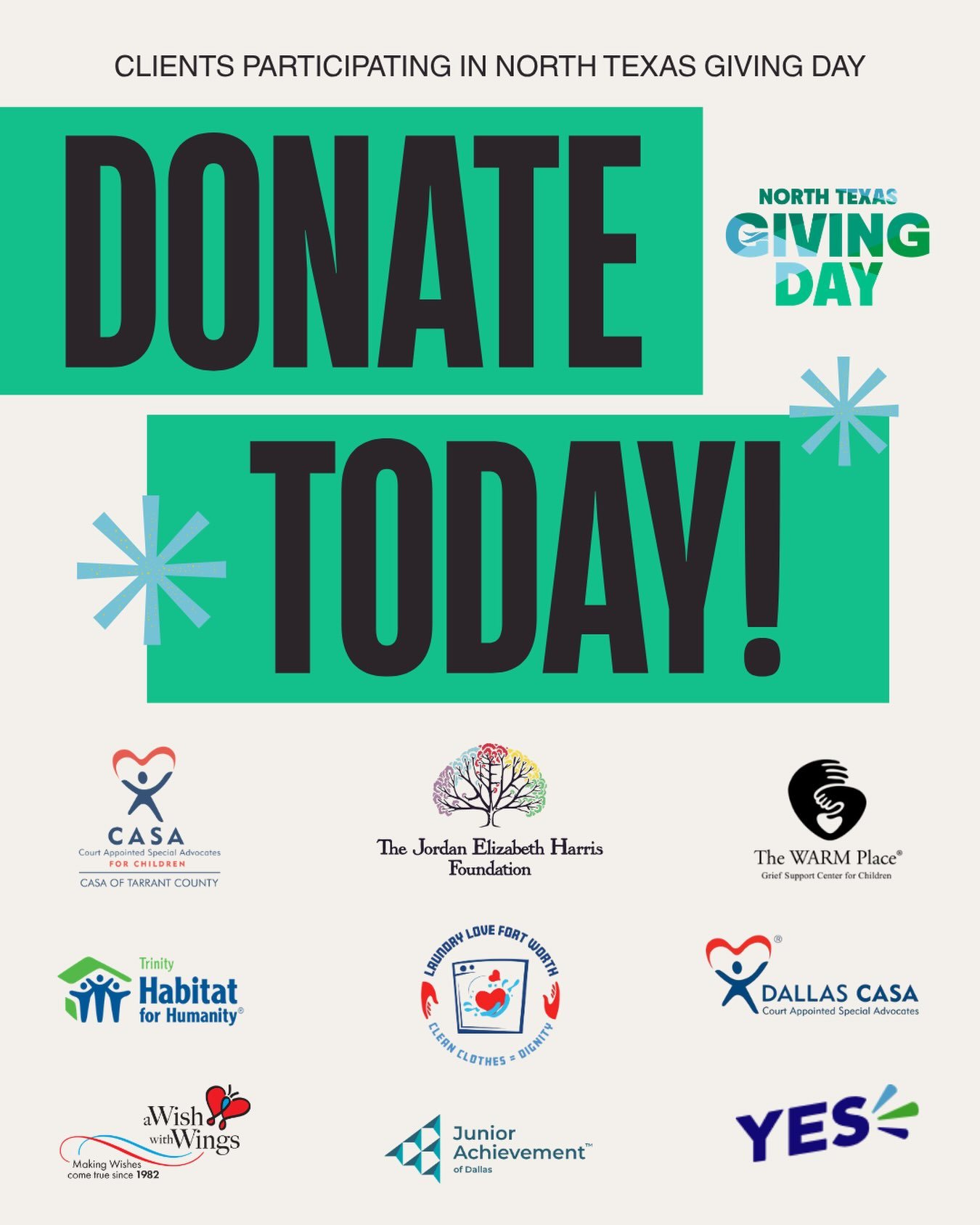 💚 Today is North Texas Giving Day!

One of my favorite parts of the work I get to do through Tenfold is partnering with organizations that are making a real difference in our community &mdash; supporting kids and families, providing hope and healing