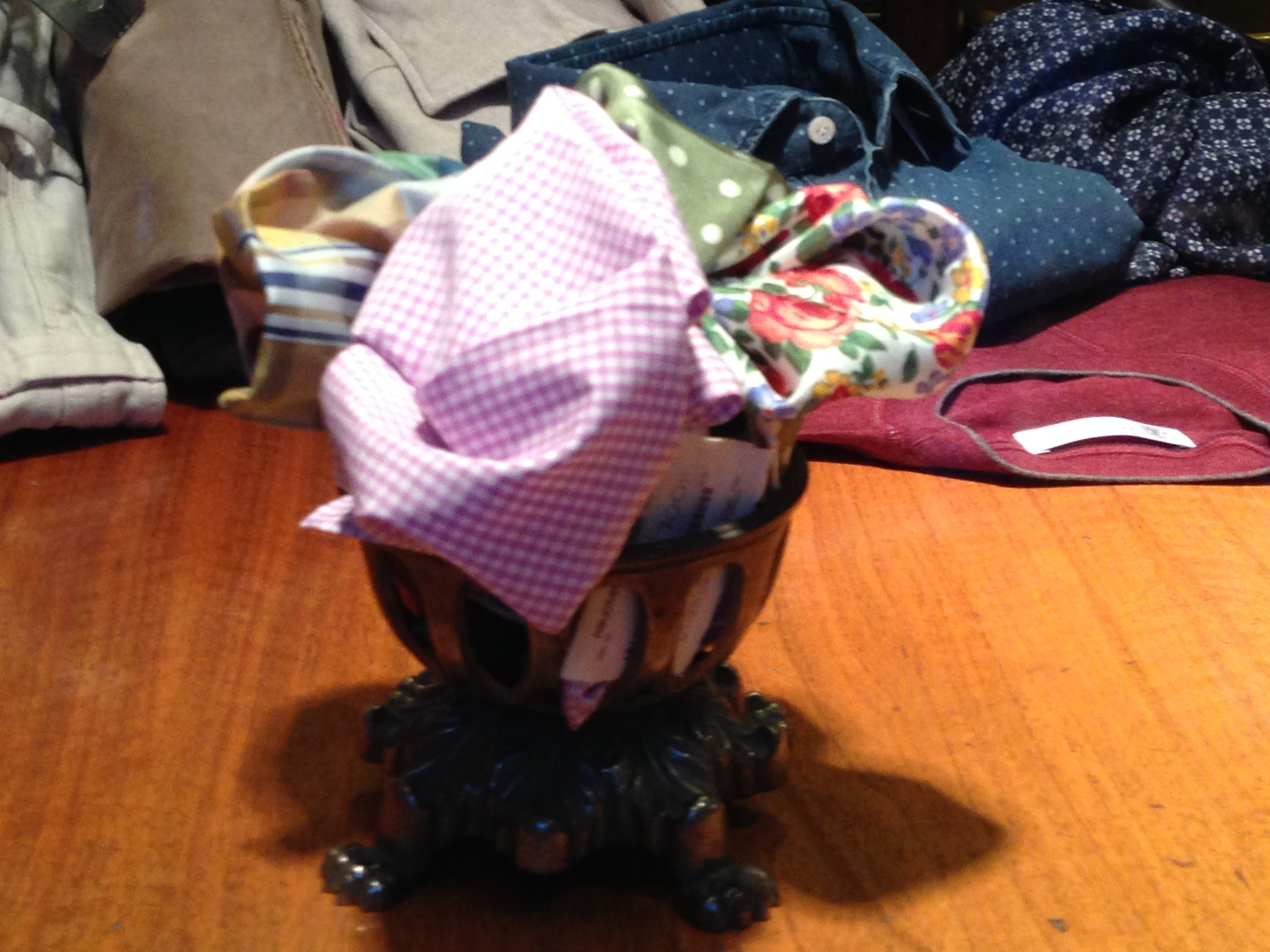 Pocket squares in a trophy.