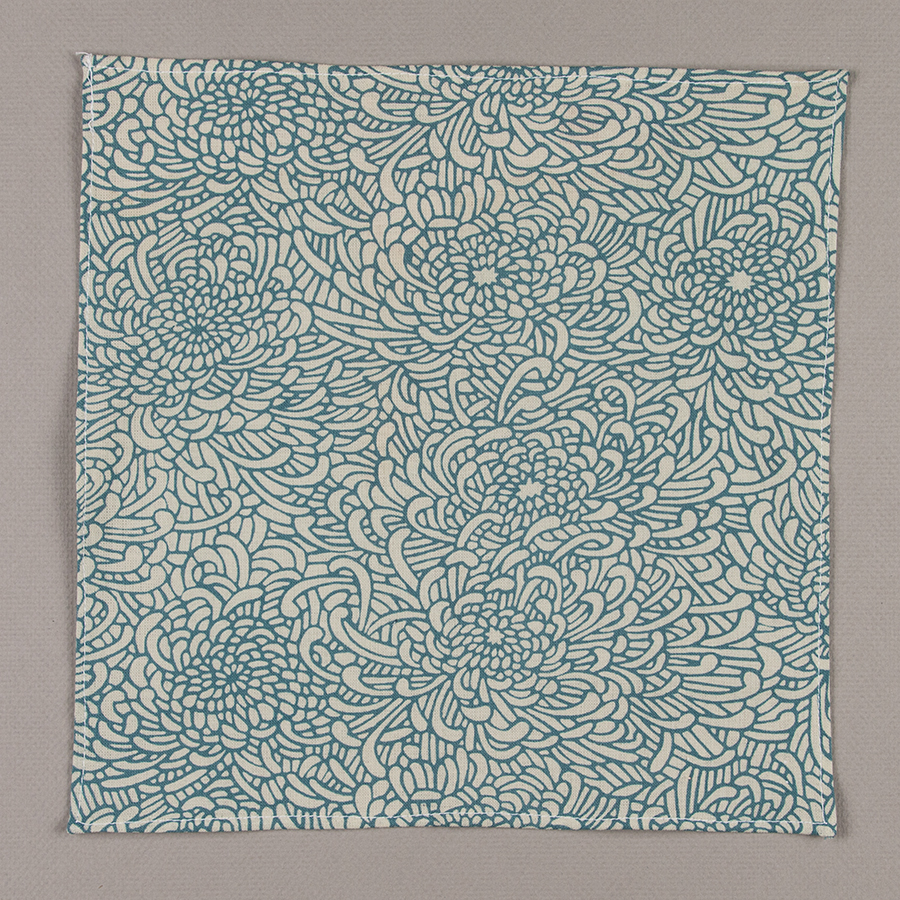 Light Blue Chrysanthemum Pocket Square