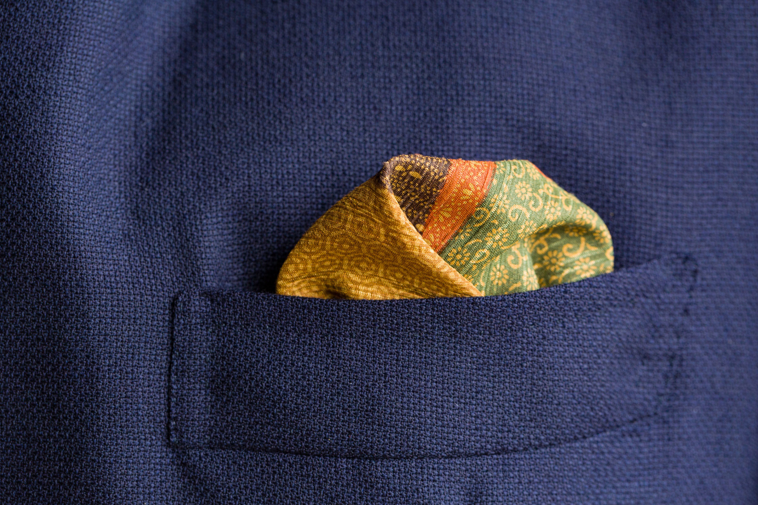 Olive, Green and Gold Pocket Square