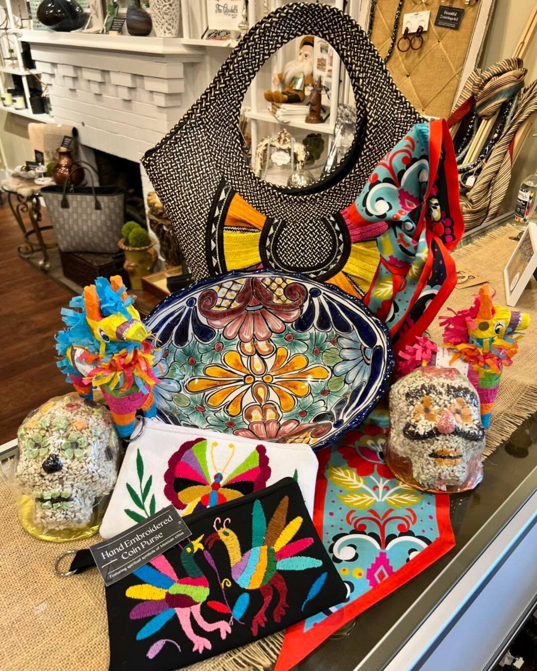 Come shop our hand crafted items today to celebrate Cinco de Mayo!! Great options for graduation gifts too! 

Table top pi&ntilde;atas, coin purses, The Fort Twilly Scarf, Seed Skulls (for the birds), and Talavera Fruit Bowl. 

#cincodemayo #graduati