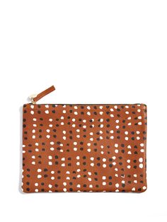 Clare Vivier cognac, black, white leather pouch.