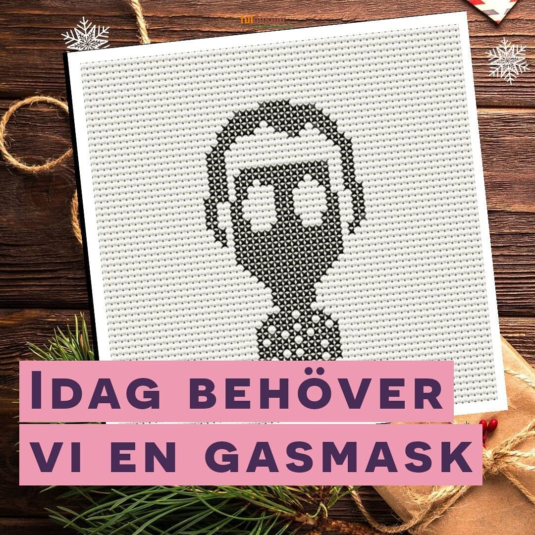 Idag beh&ouml;ver vi en gasmask
Du hittar m&ouml;nstret gratis h&auml;r: fuldesign.se/fulbloggen

#fuldesign #fulkonst #fullivet #fulpyssel #pyssel #diy #craft #broderi #embroidery #pattern #crossstitch #korsstygn #broderim&ouml;nster #knitting #gasm