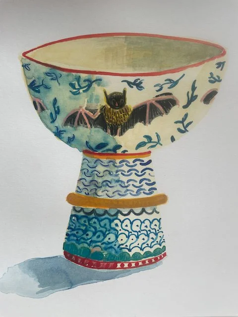 Lot 258 - Chinese Famile Rose porcelain Stein bowl with Bats.jpeg