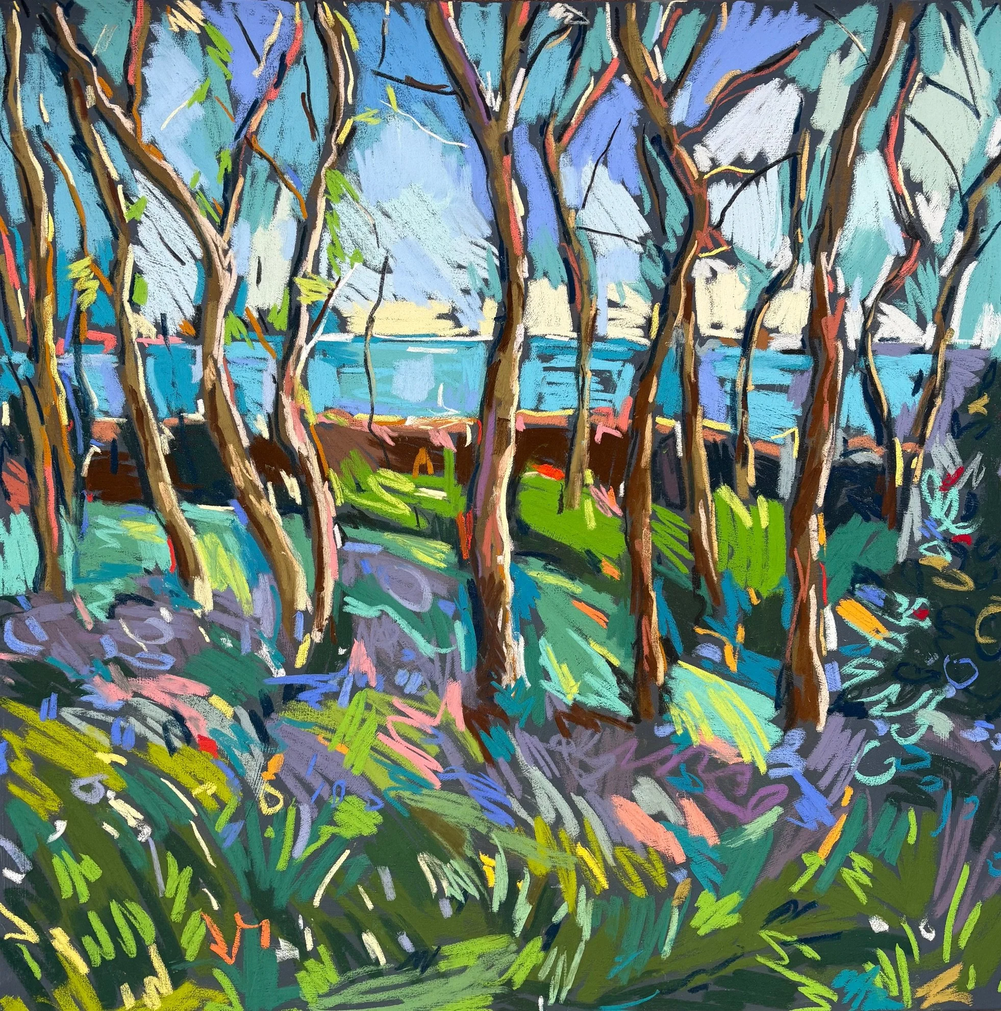 The day we saw the seal, spring, pastel on canvas, 90x90cm, £1200