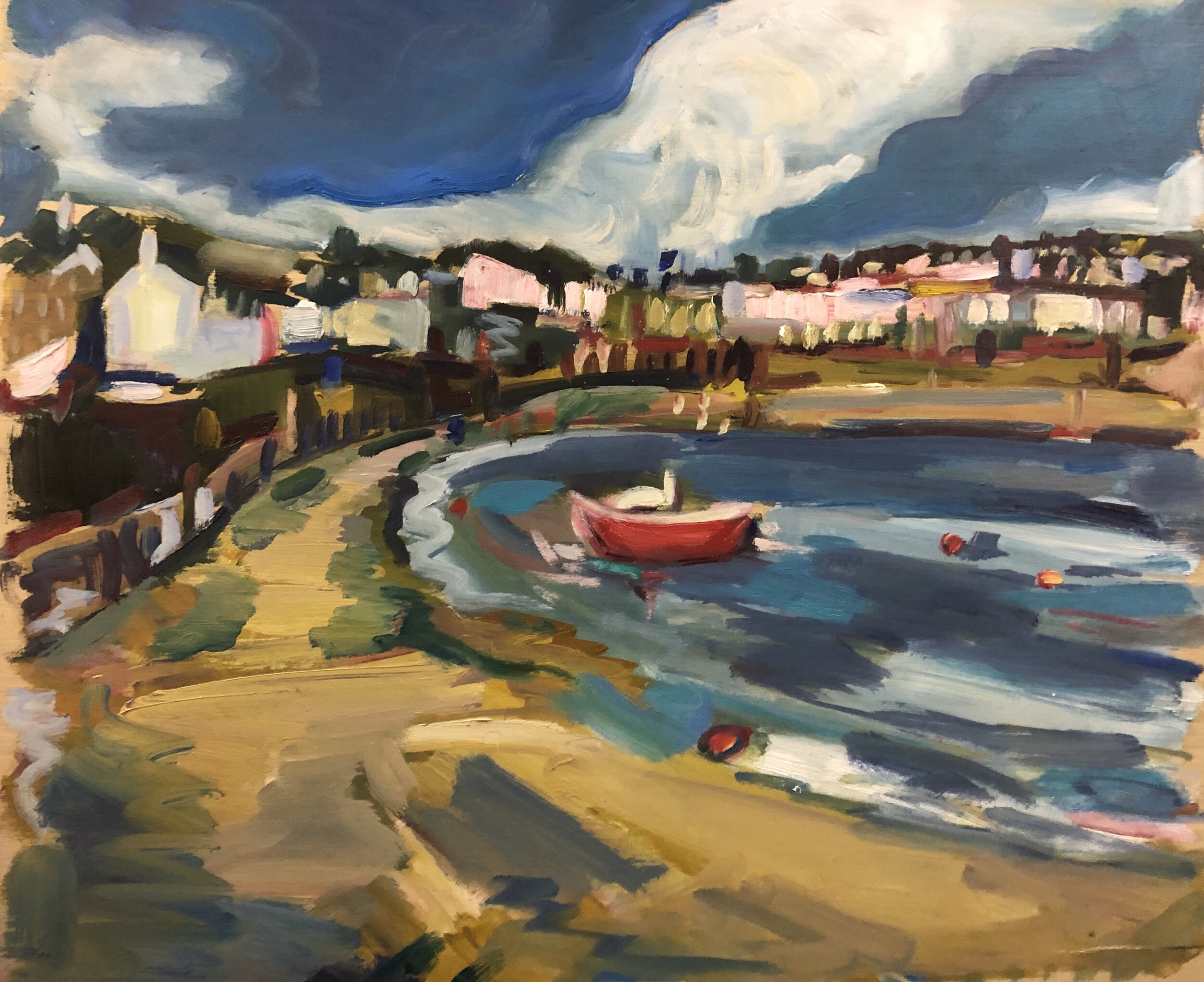 Red Boat, Mousehole, 50x60cm oil on board, £845