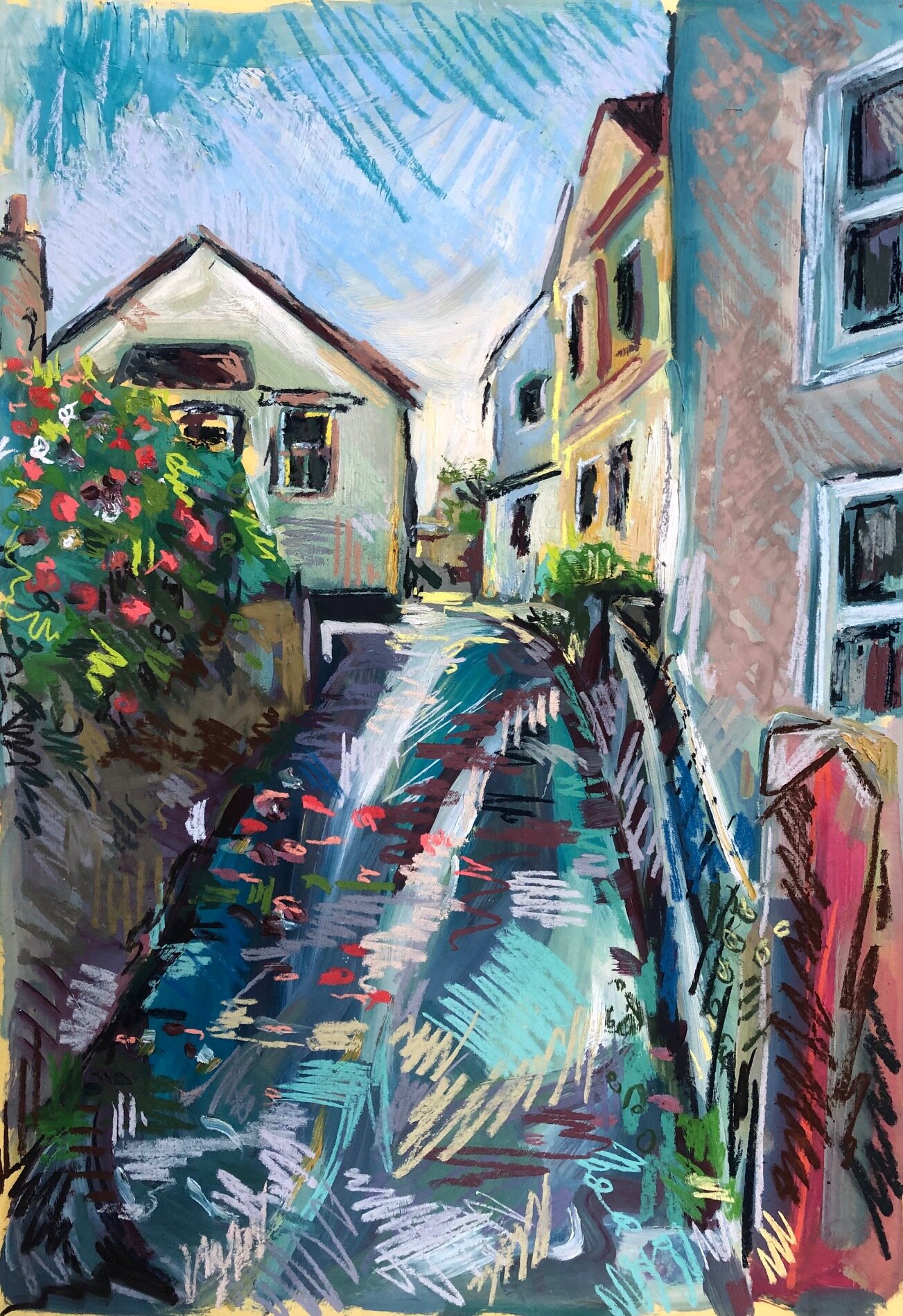 Uphill, Mousehole, Cornwall, 84x60cm pastel on board, £595