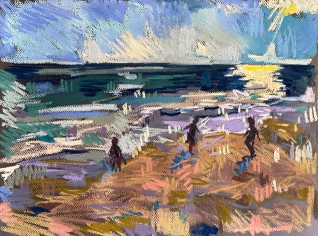 Evening on the beach, pastel on paper, 30x40cm, £200