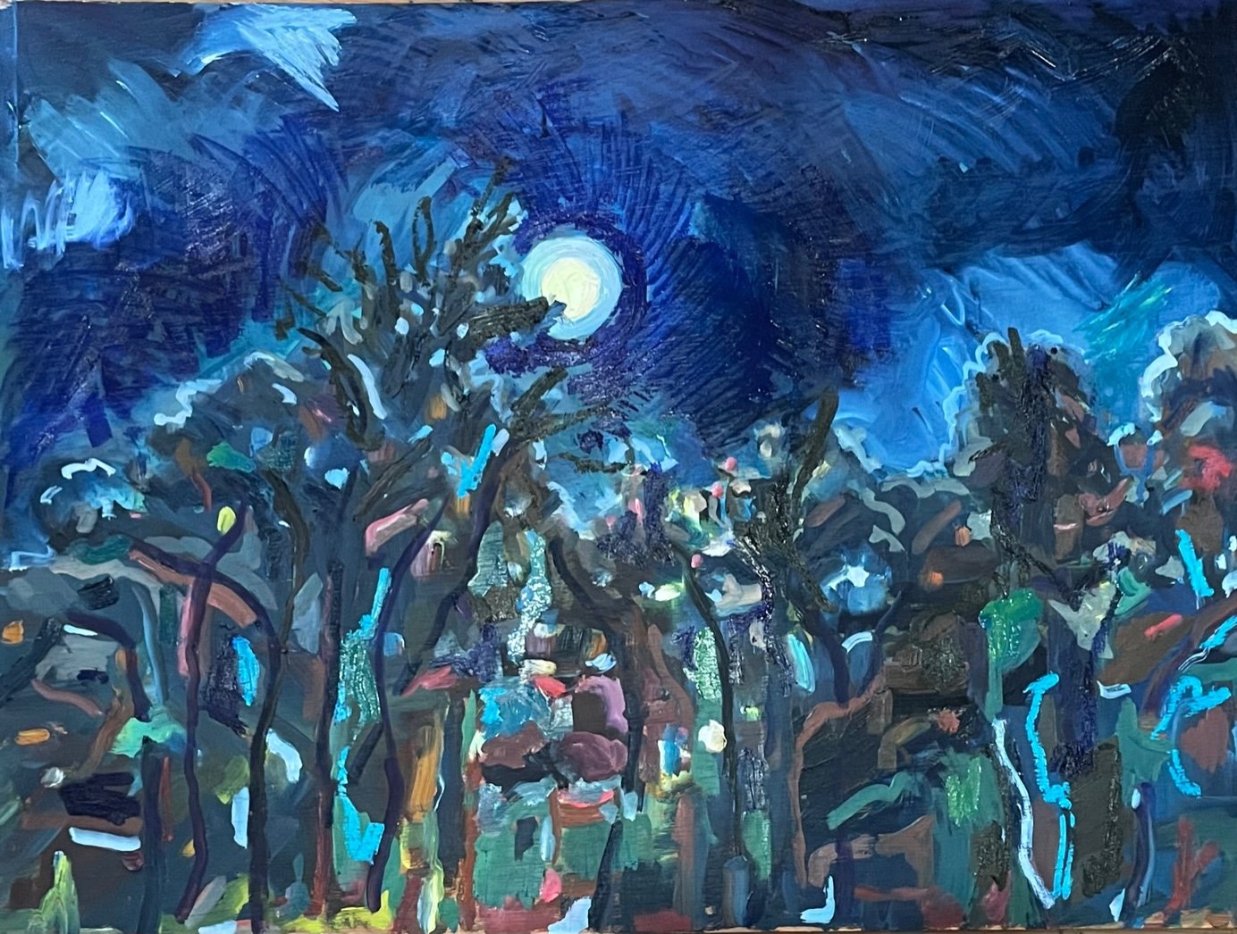 Deep night full moon, oil on wood, 60x80cm, £850