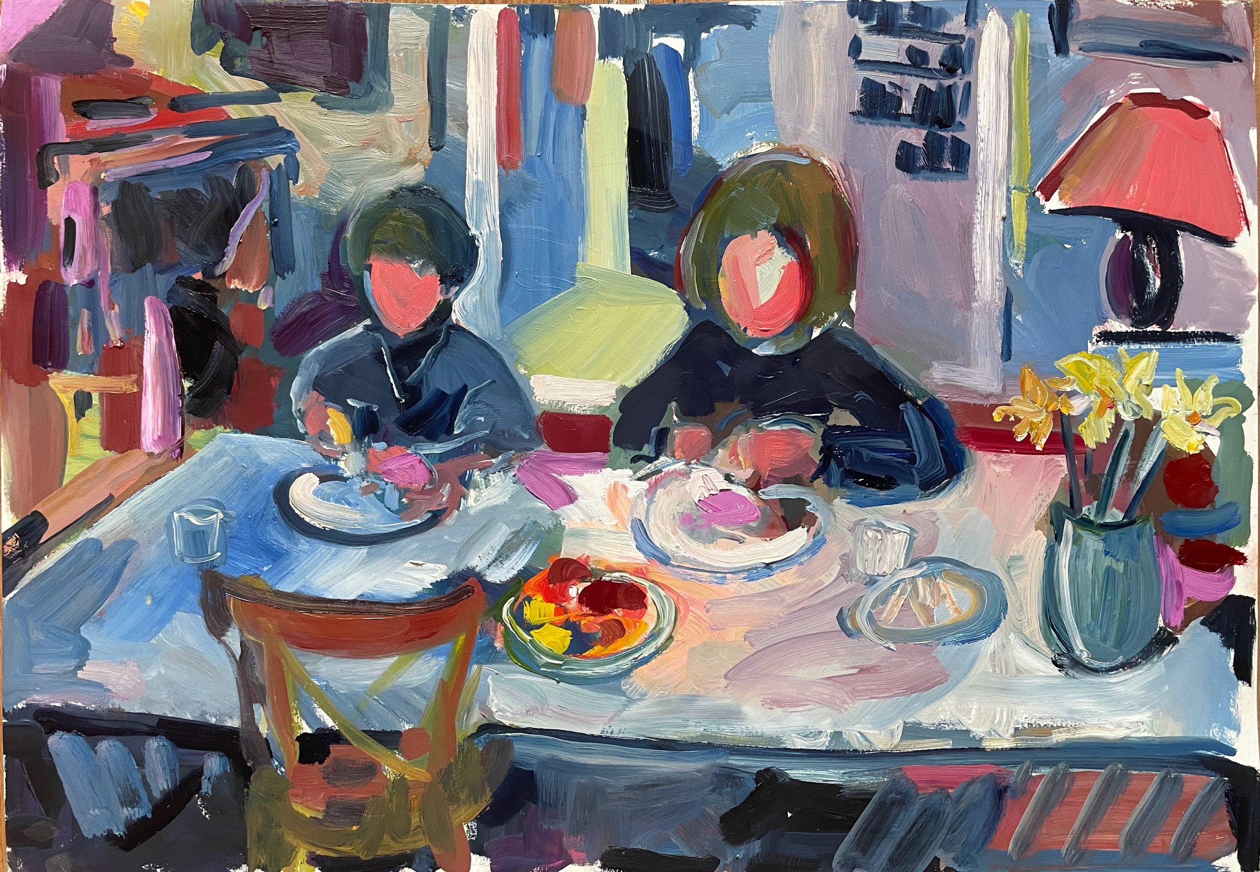 Boiled eggs for tea, 40x60cm, oil on paper, £550 unframed