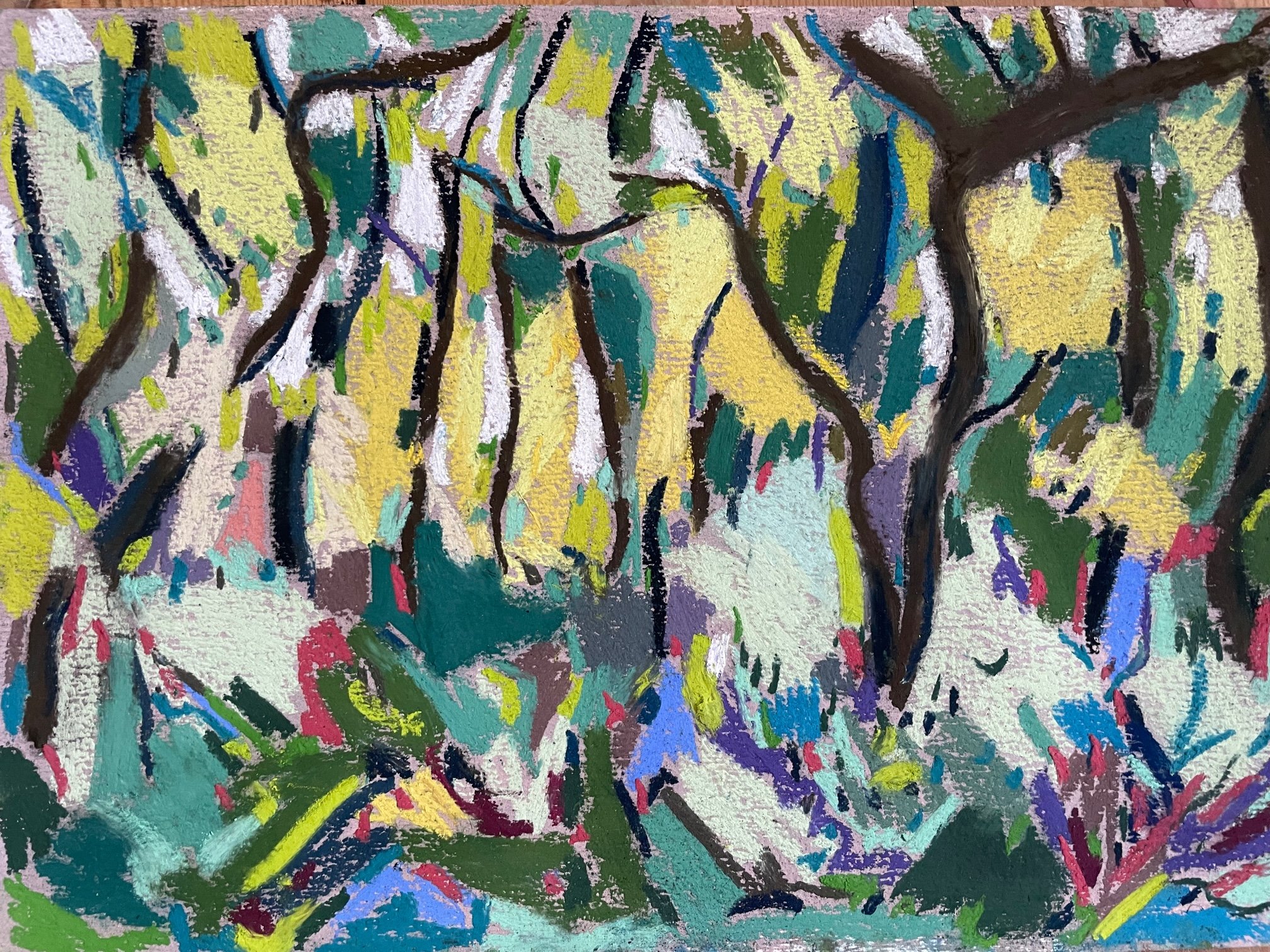 Summer trees abstract, pastel on paper, 30x40cm, £300
