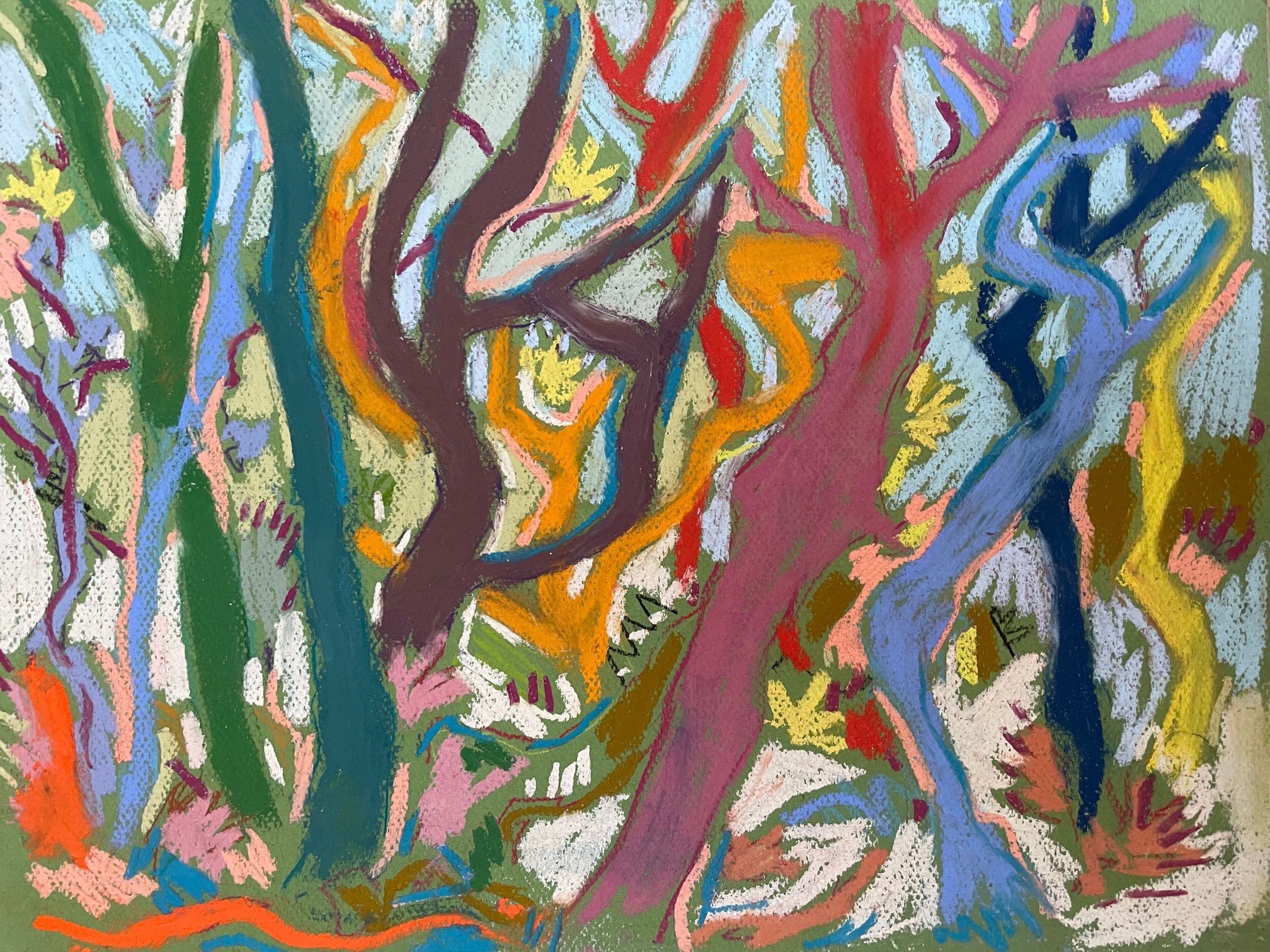 Coloured trees, pastel on paper, 30x40cm, £300