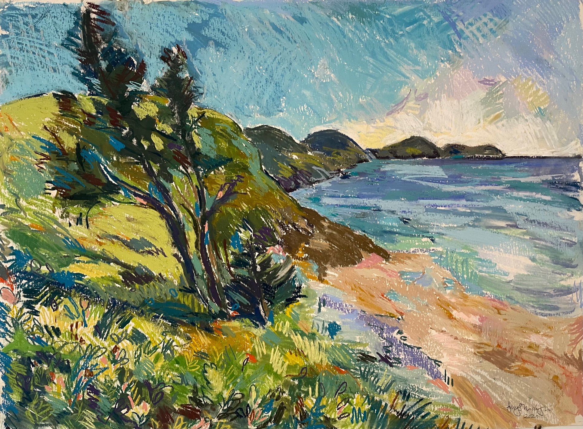 White Beach, soft pastel, 78x106cm, £1050