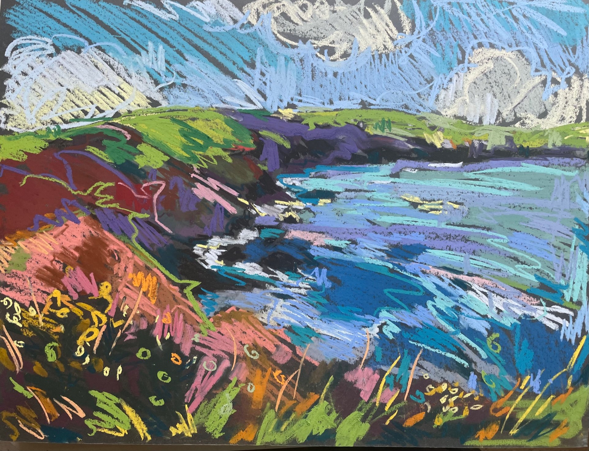 Pausing on the walk to Trebarwith, pastel on card, 37x49cm, £470 unframed