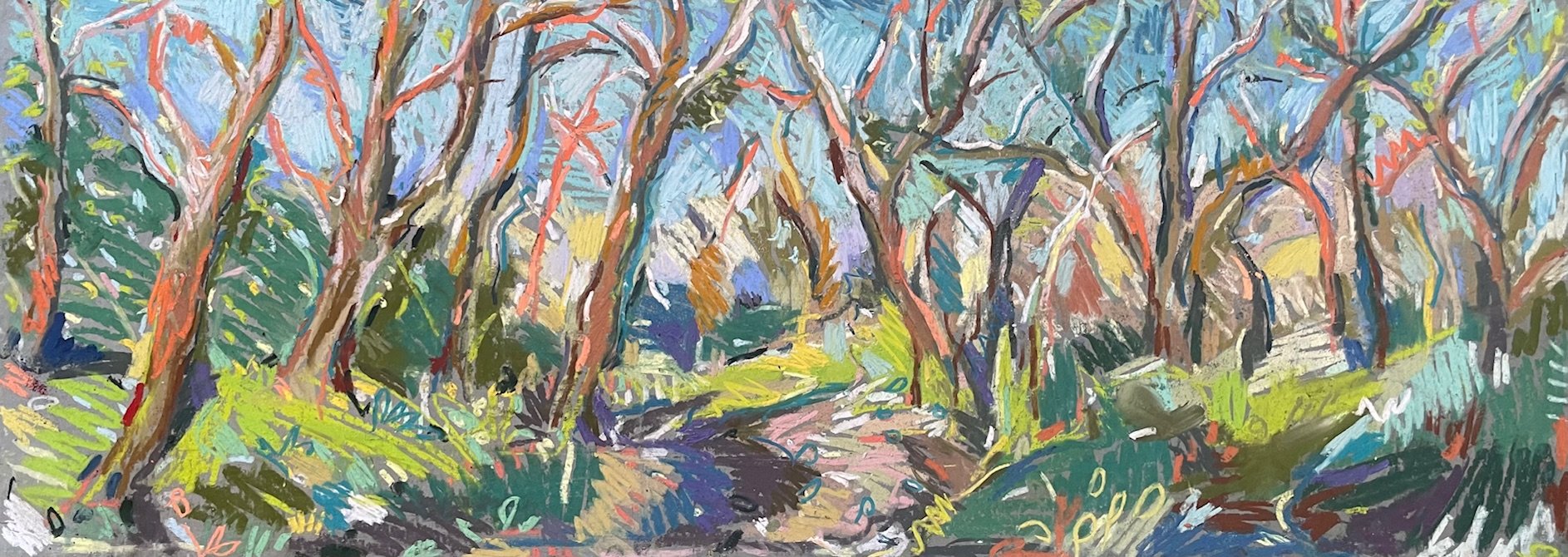 The woods of fairytales, pastel on card, 30x81cm, £670