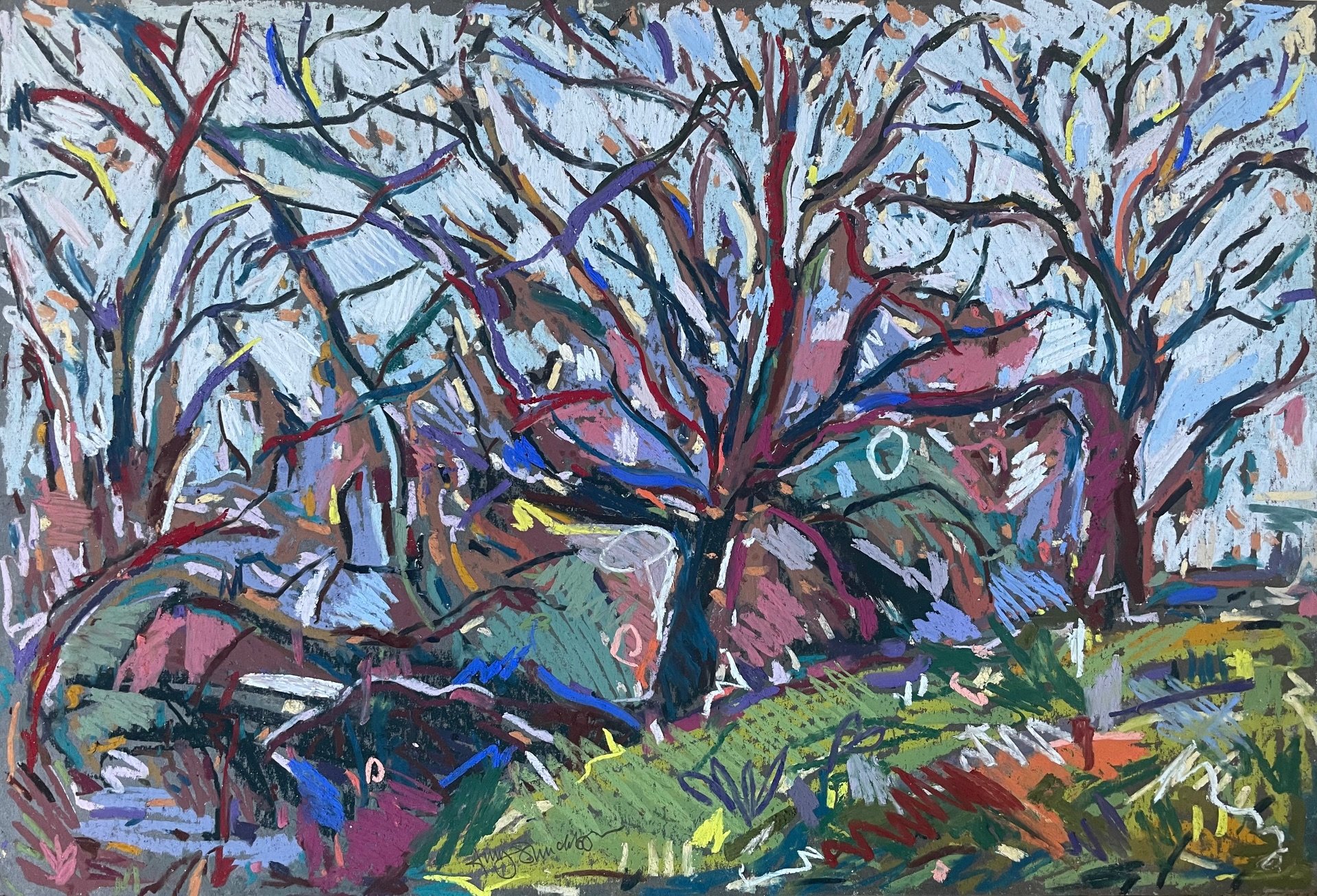 Tree vibrations, pastel on card, 40x60cm, unframed, £650