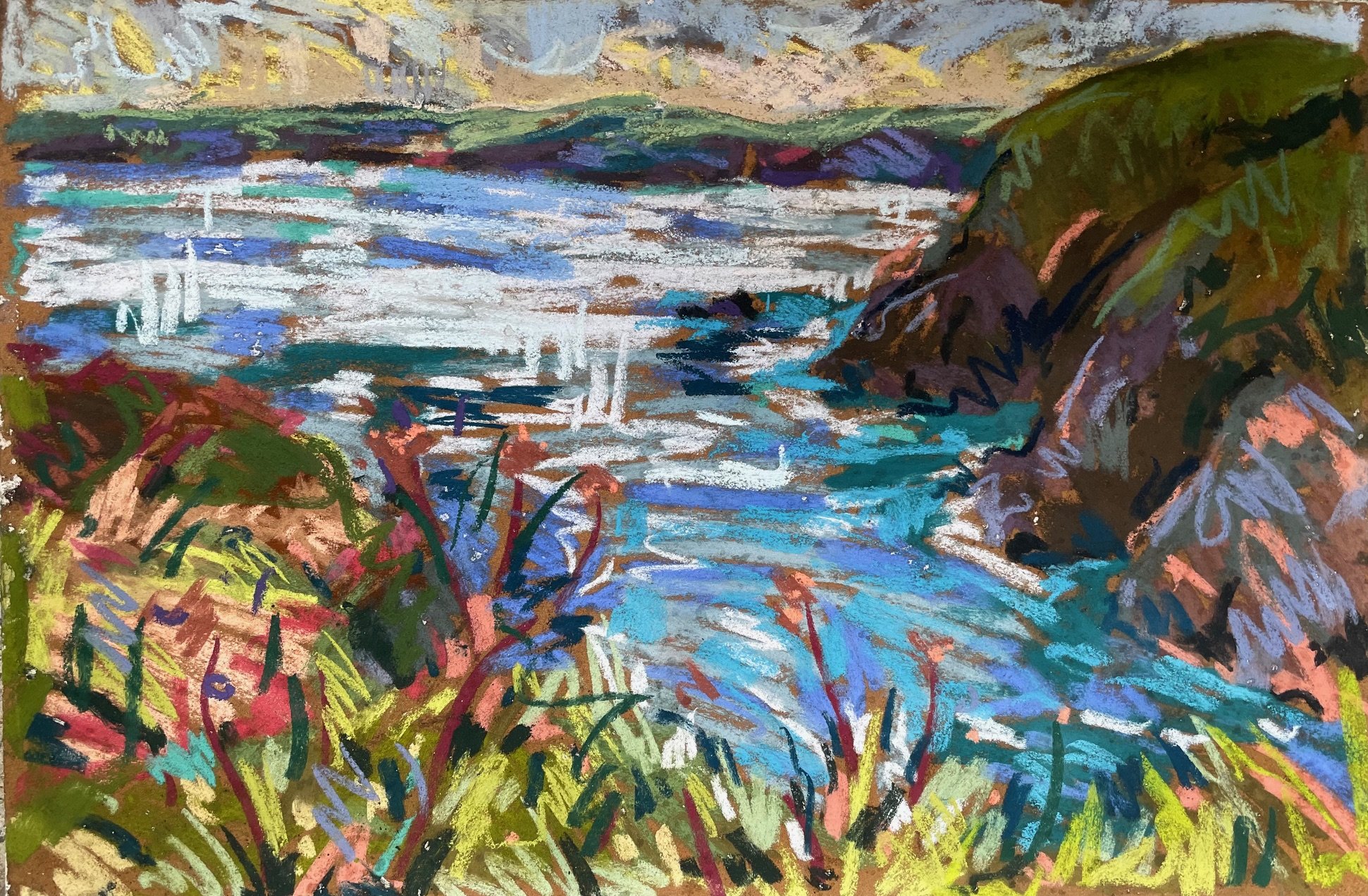 Autumn water, north Cornwall, pastel on card, 40x60cm, £470 unframed