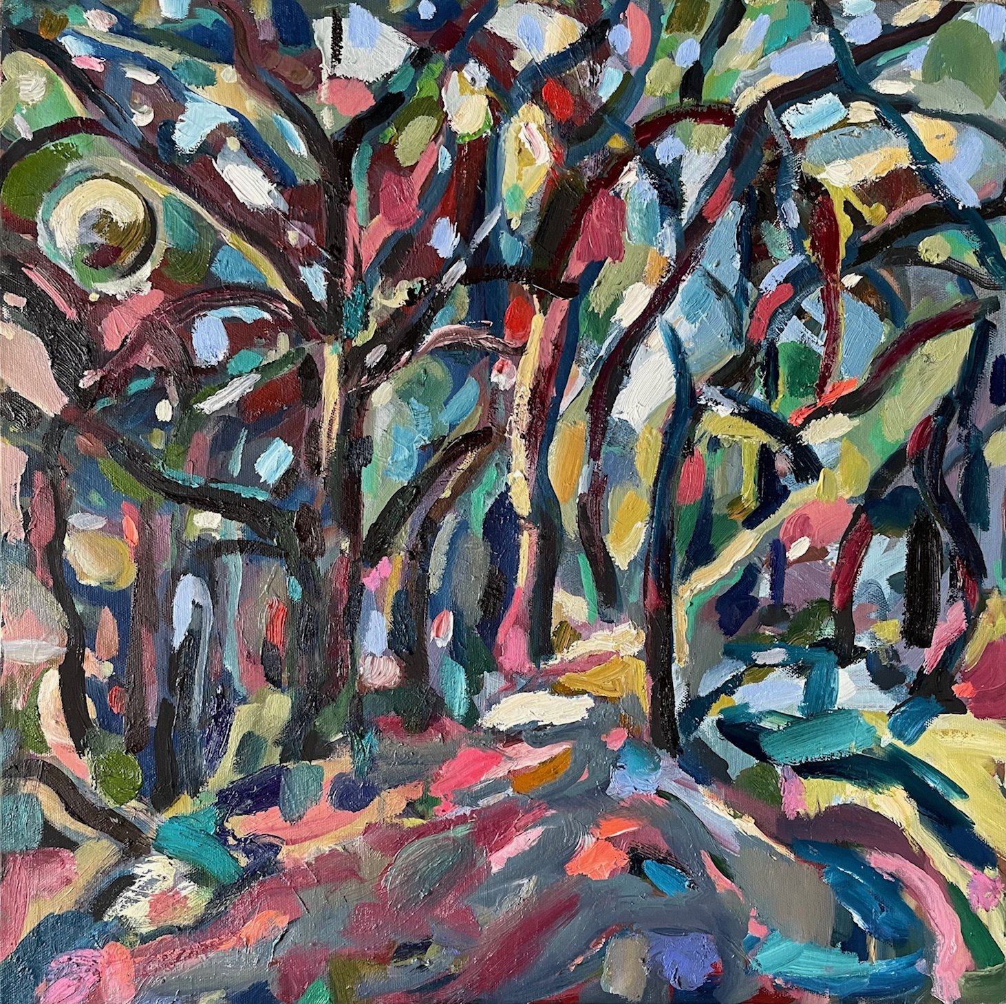 Witchy trees, oil on stretched canvas, 50x50cm, £650