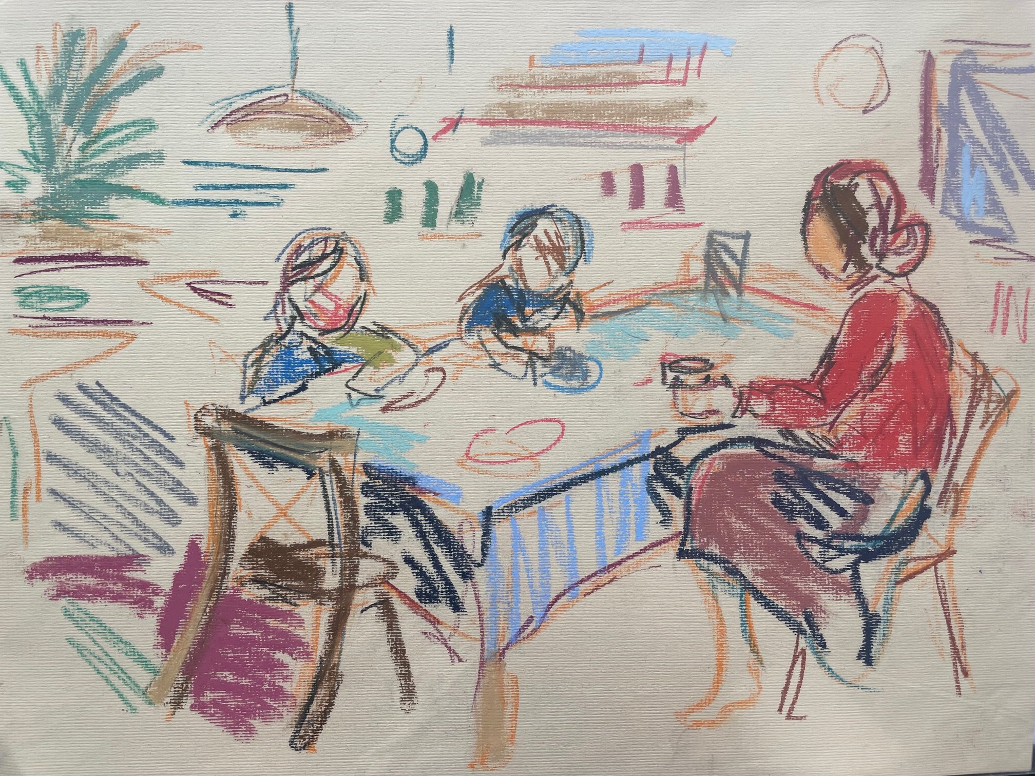 Study for teatime, pastel on paper, 30x40cm, £200 unframed