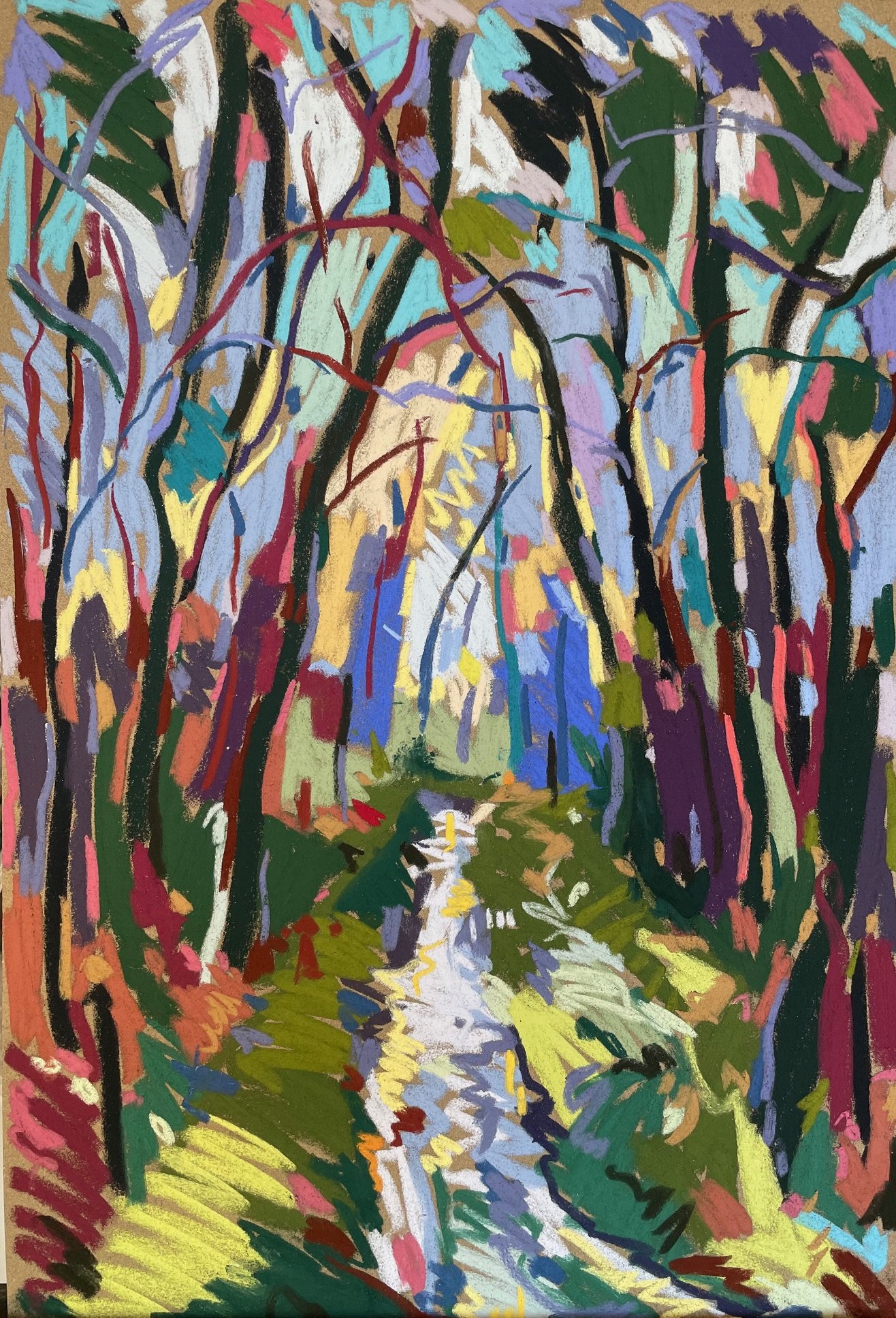 Dream path in spring, pastel on card, 60x40cm, £650