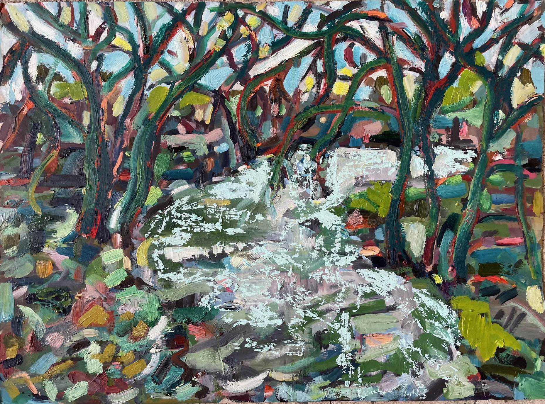 Shiver of stream in winter, oil on canvas, 40x50cm, £725