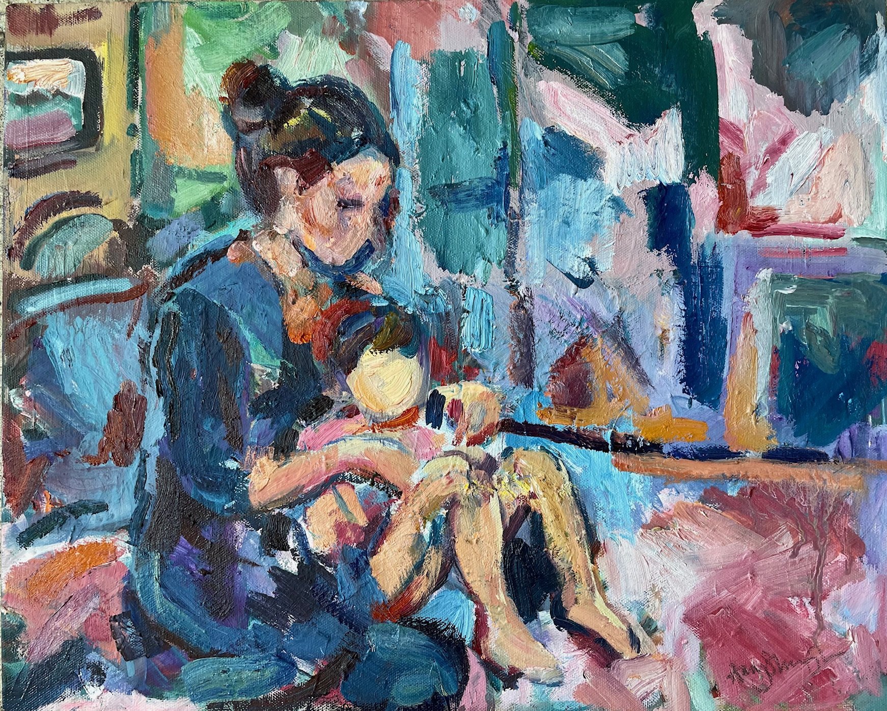 Beyond Care, mother and child, oil on canvas, 40x50cm, £695 unframed.jpg