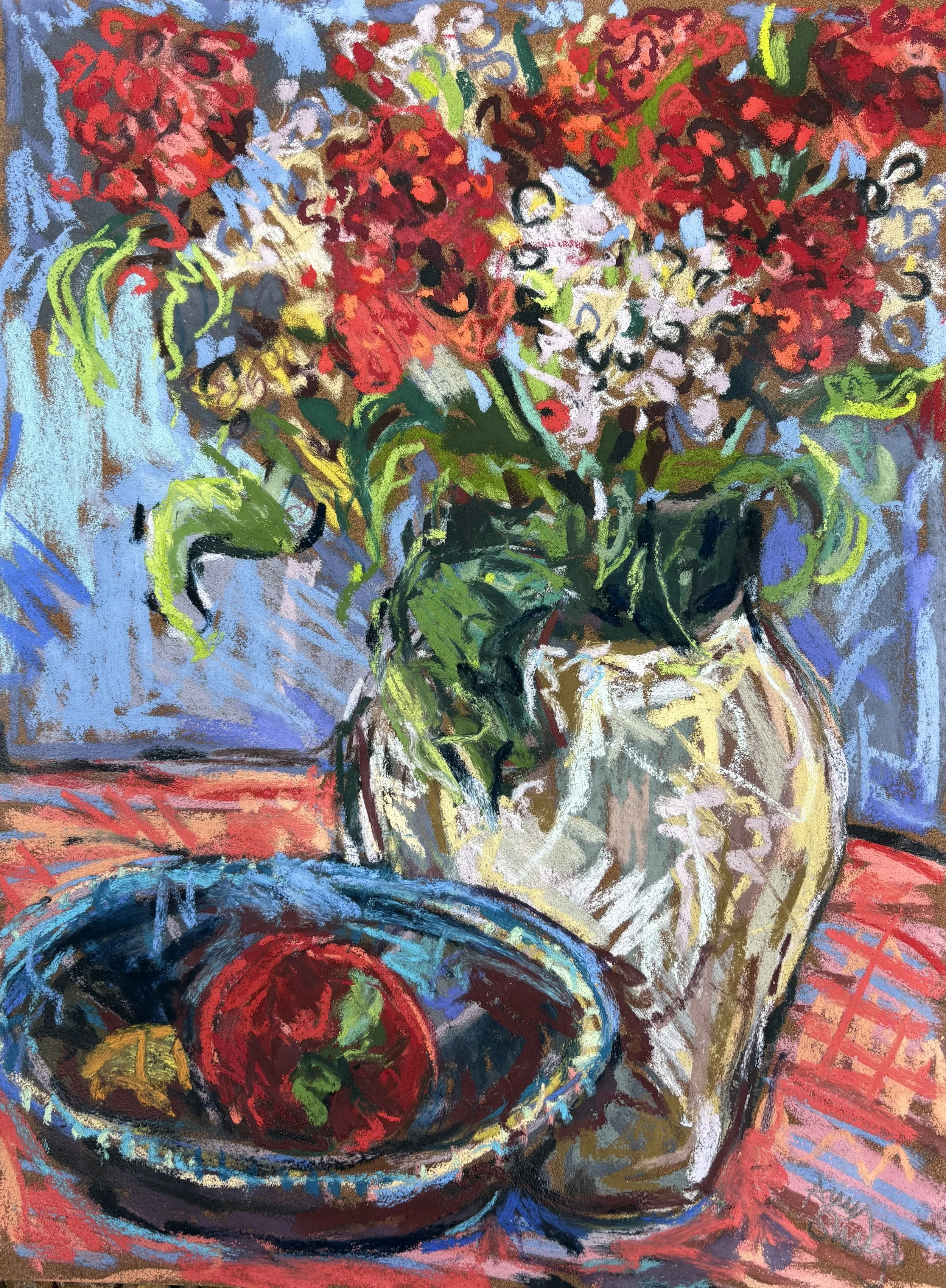 Sweet Williams and fruit bowl.jpg