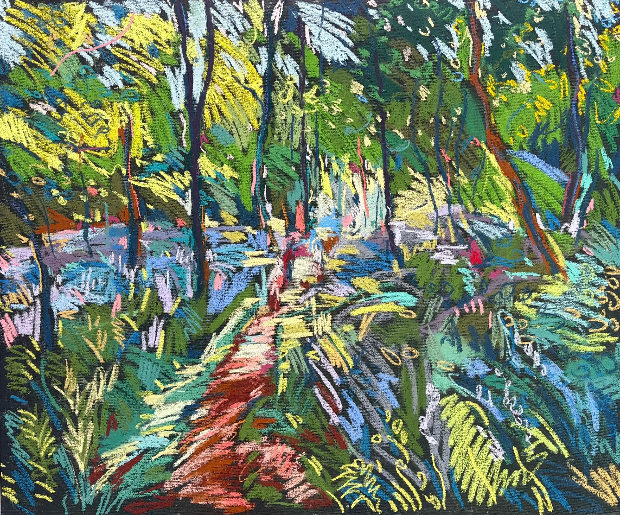 The Beat of the heart in the trees, Bluebell woods, 100x120cm, pastel on canvas, £1695 unframed