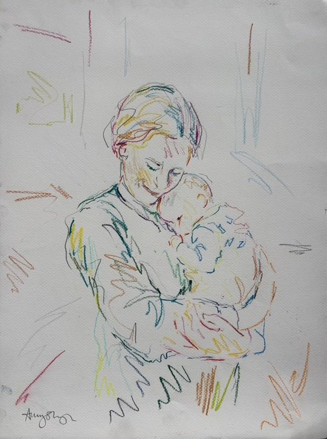 New baby, pastel pencil on paper, 40x30cm, £220 unframed