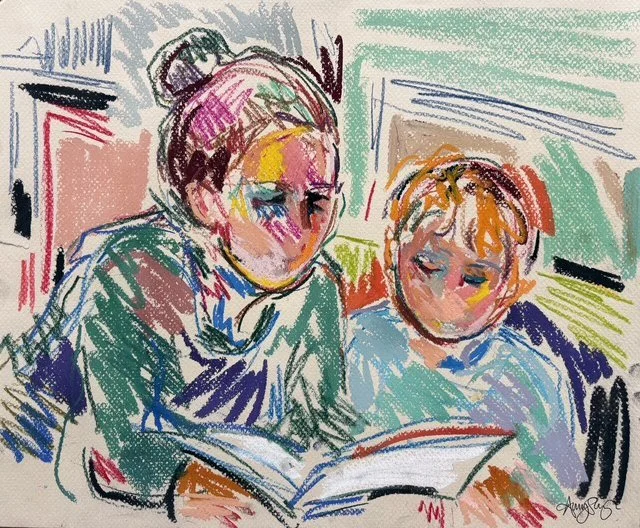 Reading at bedtime, pastel on paper, 30x40cm, unframed, £325