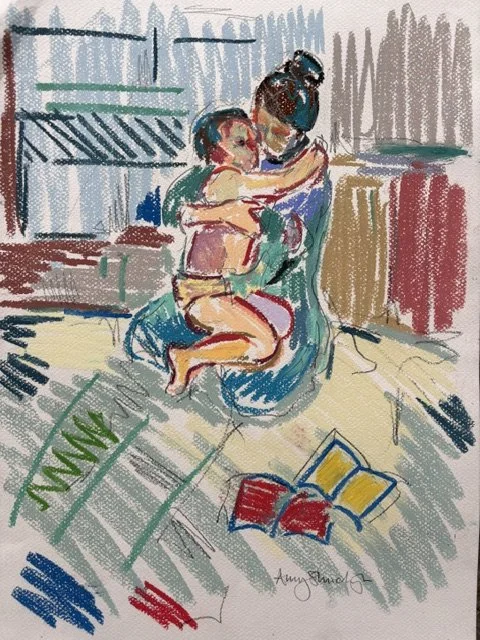 Evening, with books before the bath, pastel and pencil on paper, 40x30cm, £310 unframed